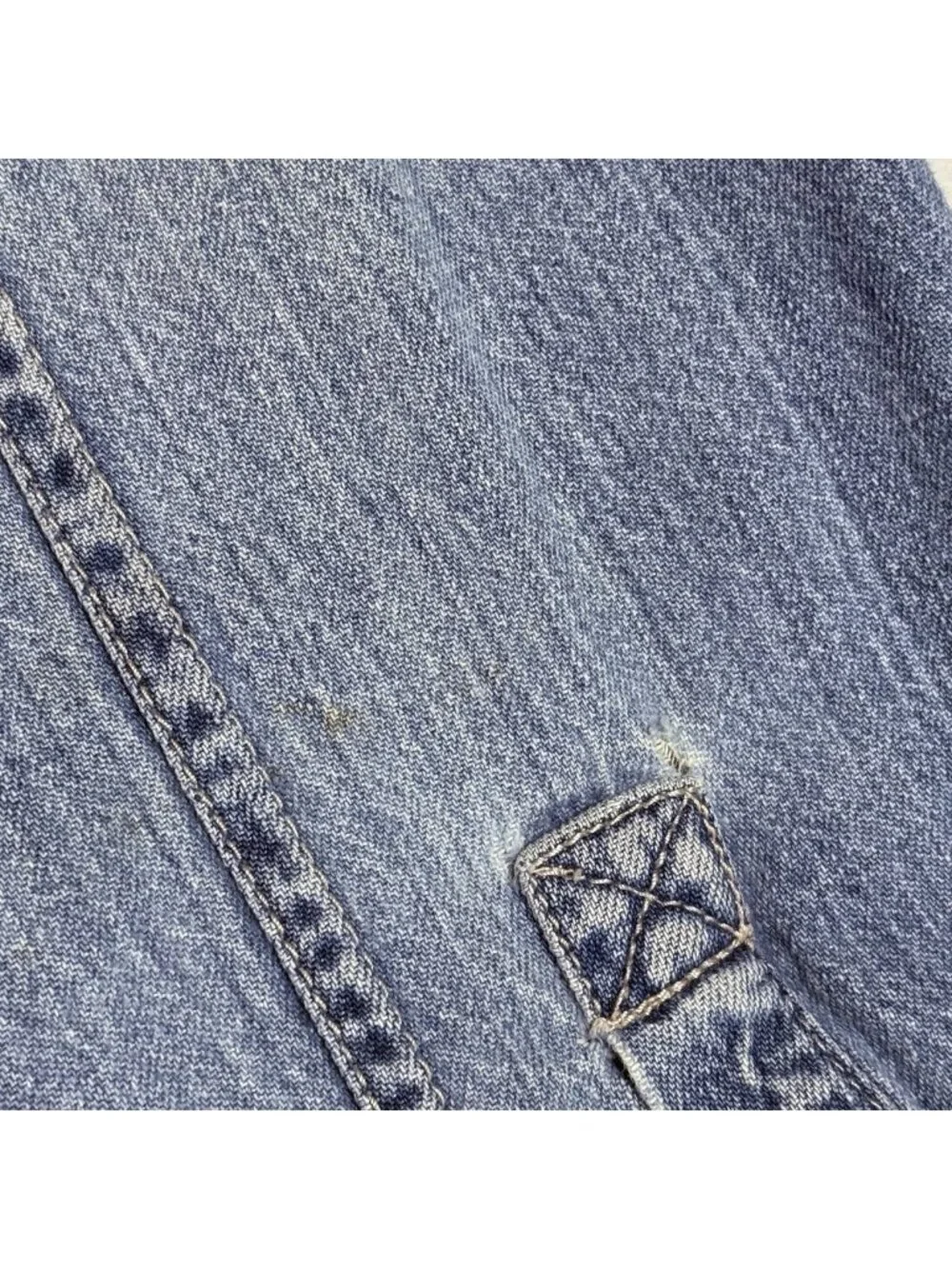 Vintage 90s Levis Denim Shirt Medium M Light Wash Red Tab Long Sleeve Button Up